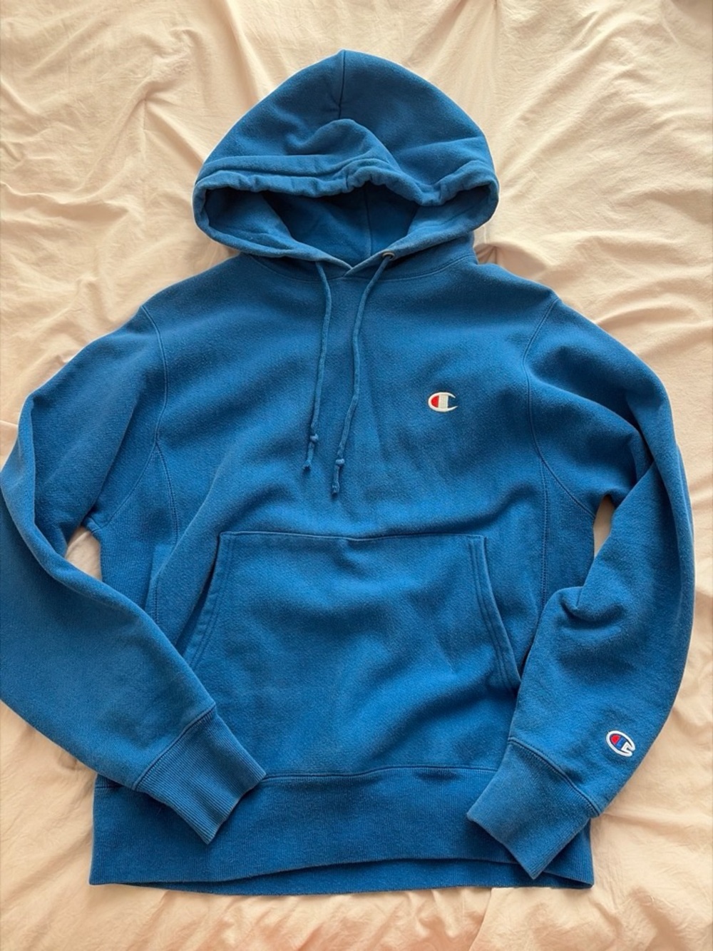 Champion Blue Fleece Hoodie with Small Logo